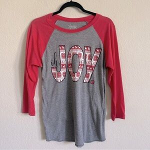 Texas True Christmas baseball tee size Small oh JOY holidays pajamas casual